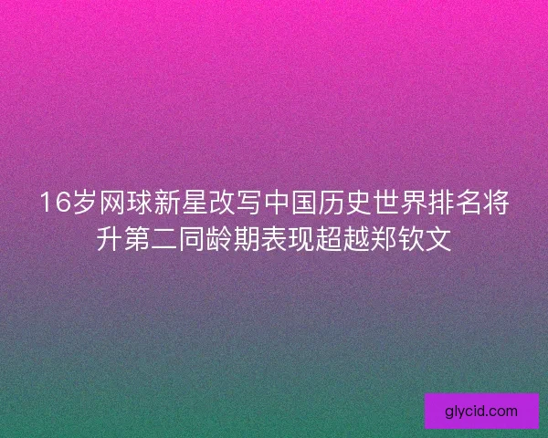 16岁网球新星改写中国历史世界排名将升第二同龄期表现超越郑钦文