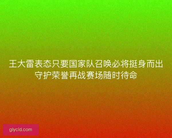 王大雷表态只要国家队召唤必将挺身而出守护荣誉再战赛场随时待命