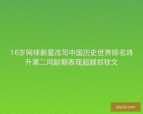 16岁网球新星改写中国历史世界排名将升第二同龄期表现超越郑钦文