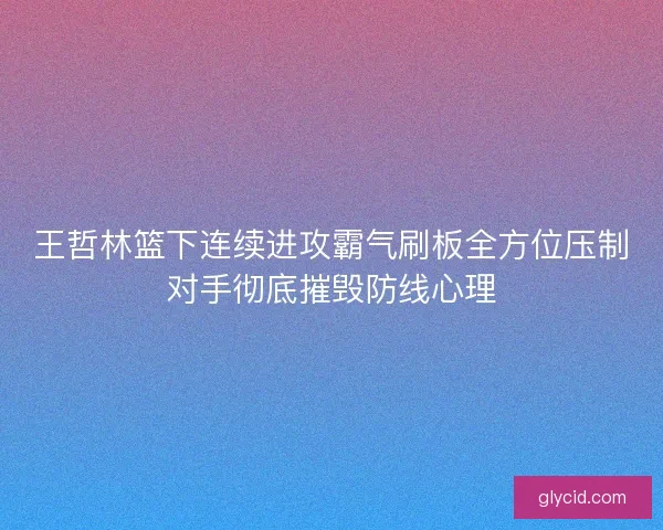 王哲林篮下连续进攻霸气刷板全方位压制对手彻底摧毁防线心理